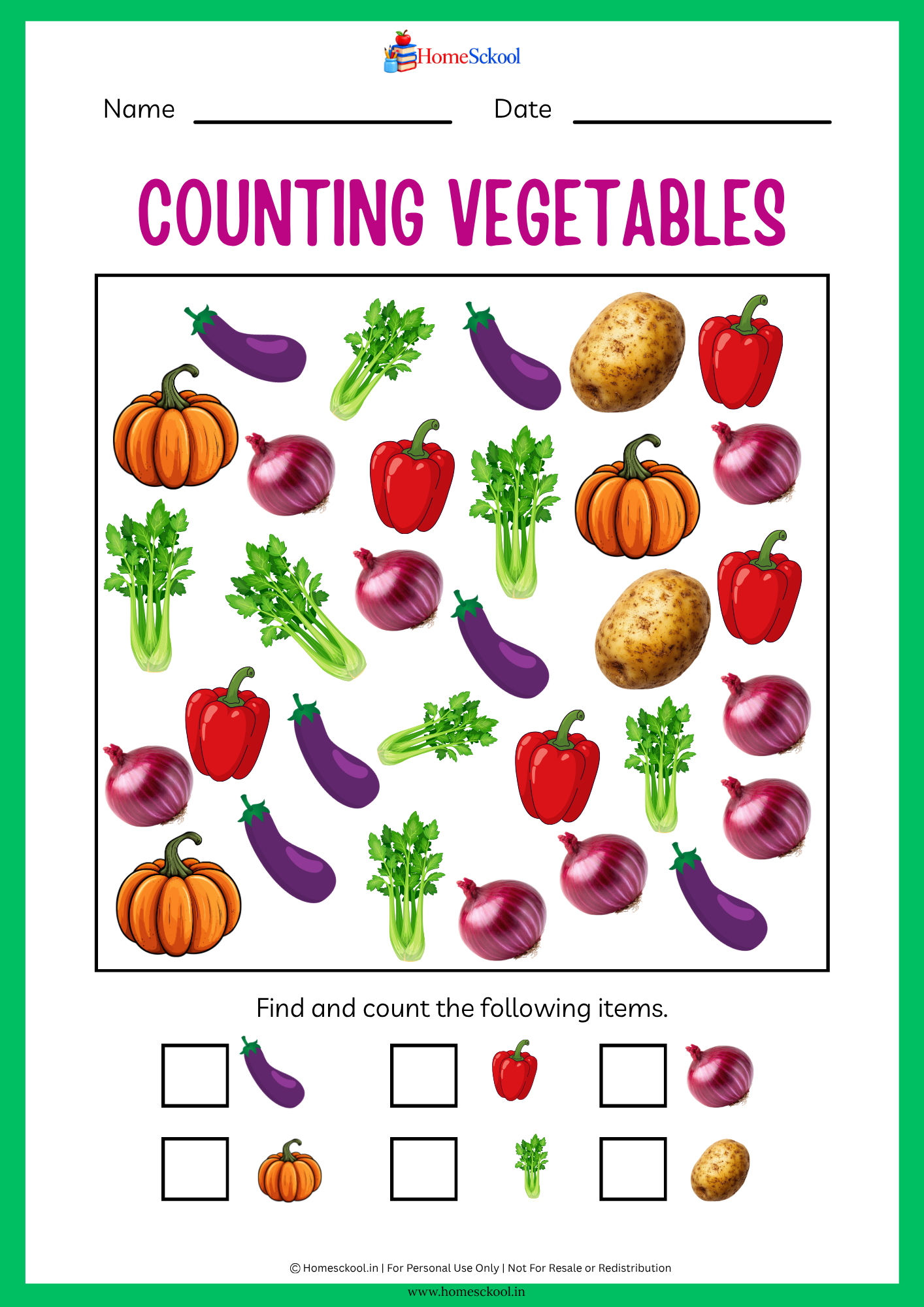 Kindergarten ESL Vegetables Workbook (Printable PDF) - Image 4
