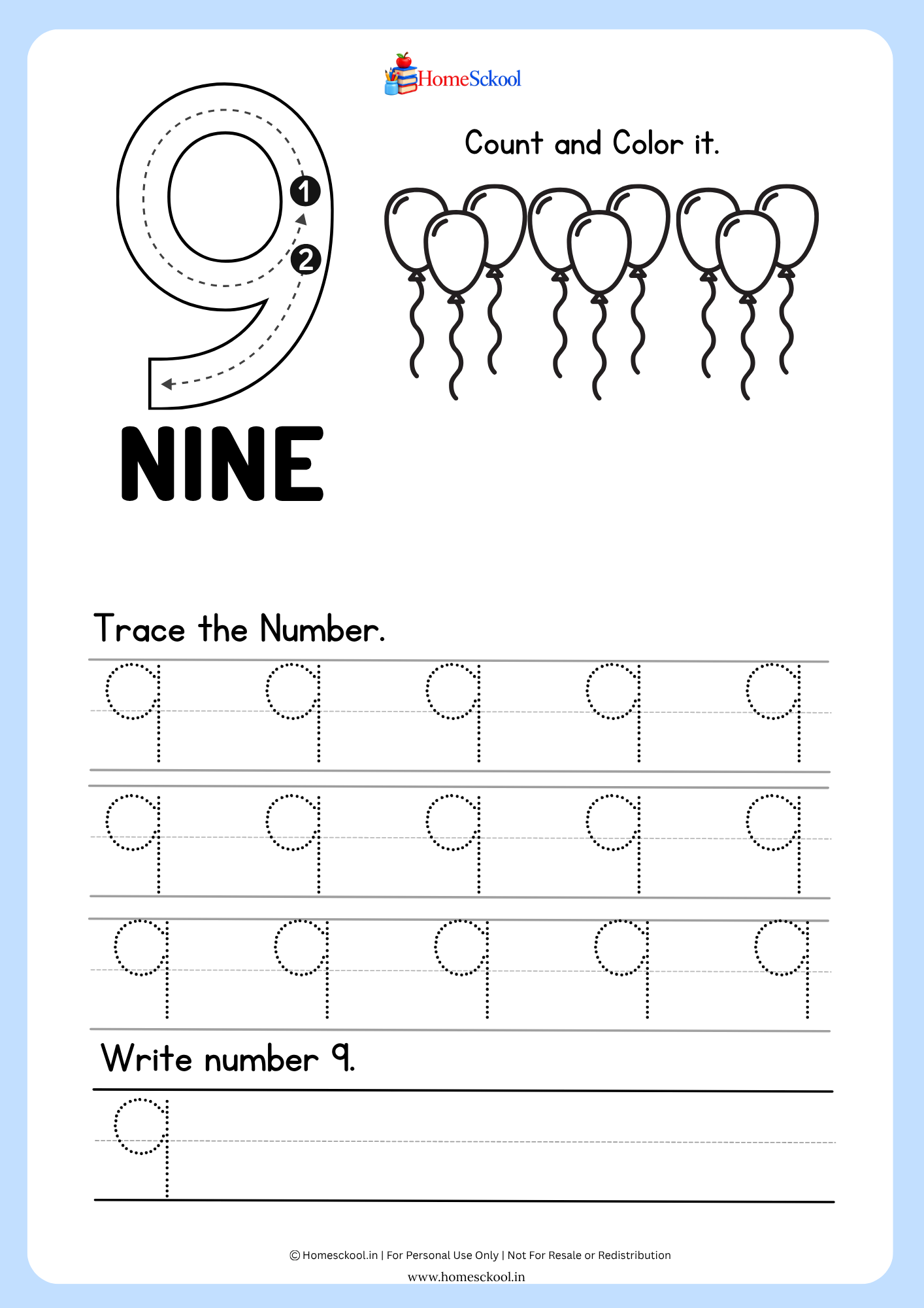 Number Tracing Workbook 1–9 (Printable PDF) - Image 7