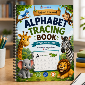 Animal Alphabet Uppercase Tracing Workbook (Printable PDF)