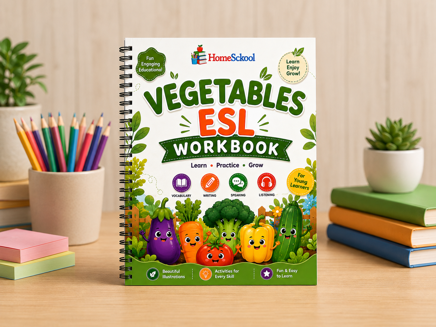 Kindergarten ESL Vegetables Workbook (Printable PDF)