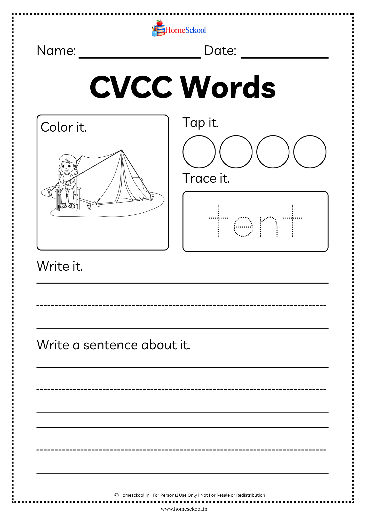 CVCC Phonics Workbook for Kindergarten (Printable PDF) - Image 3