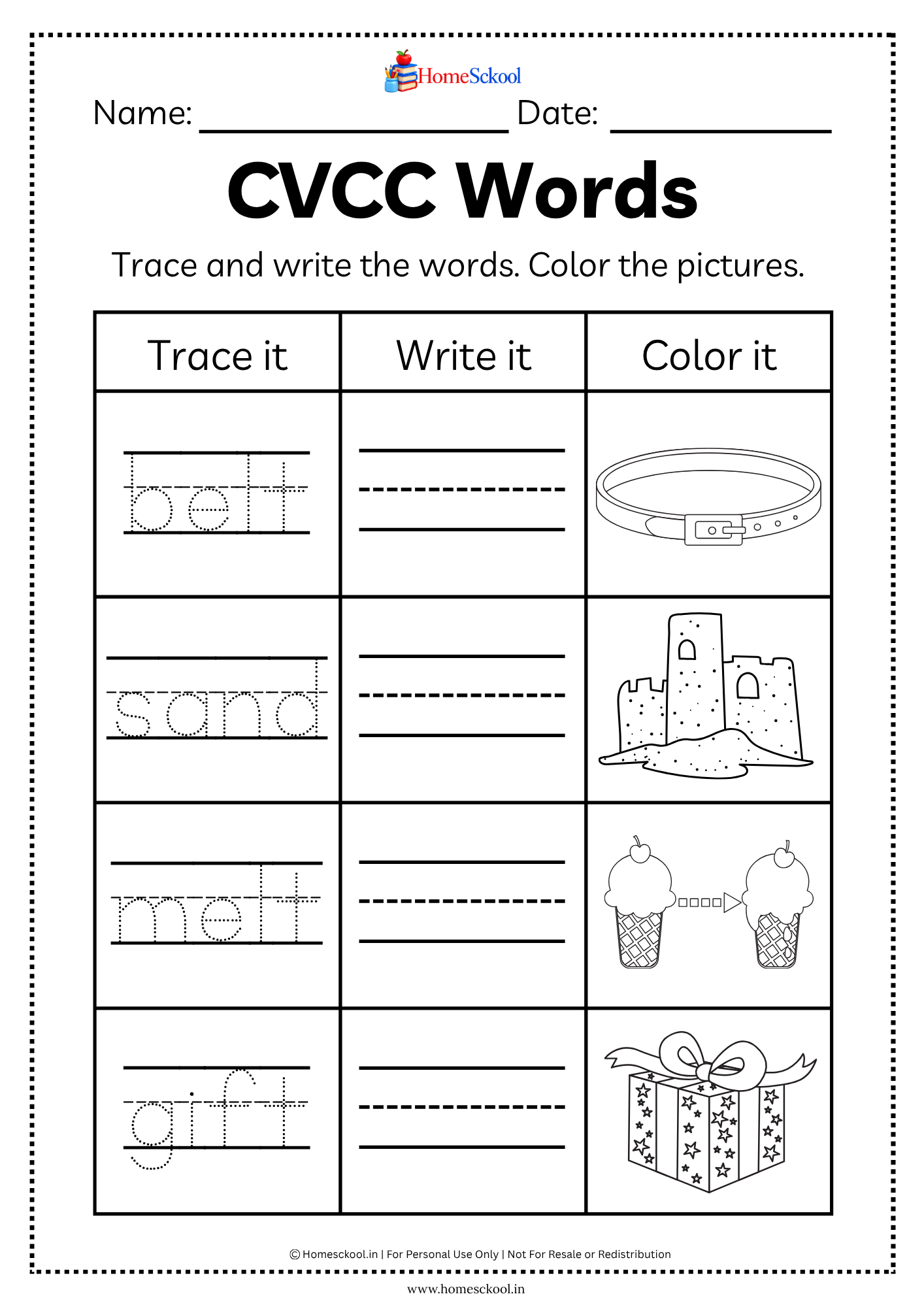 CVCC Phonics Workbook for Kindergarten (Printable PDF) - Image 4