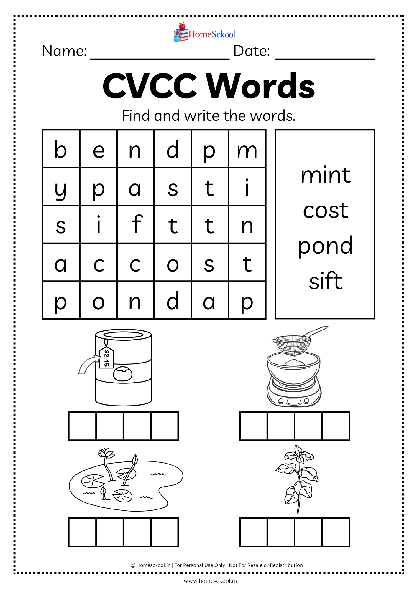 CVCC Phonics Workbook for Kindergarten (Printable PDF) - Image 6
