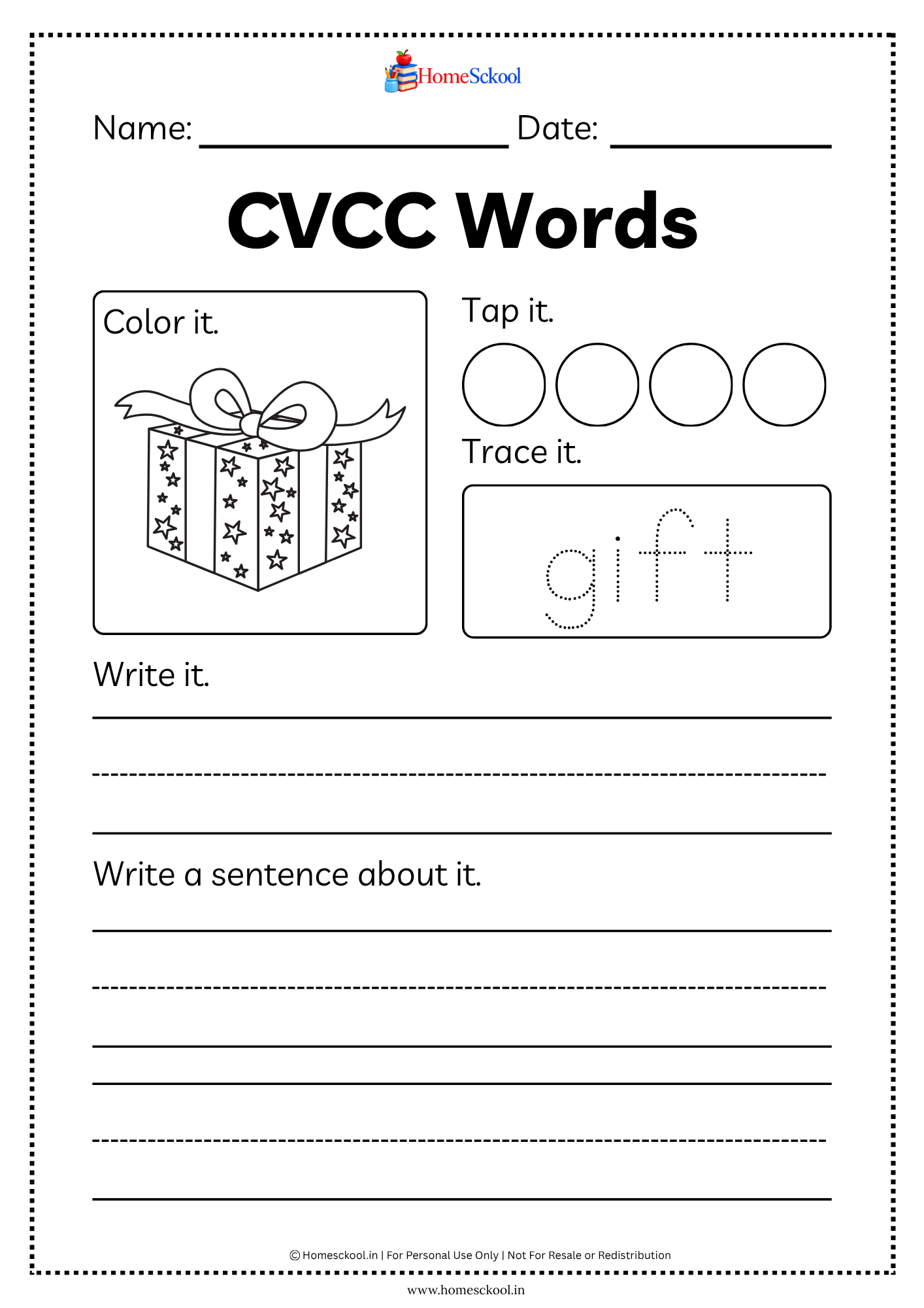 CVCC Phonics Workbook for Kindergarten (Printable PDF) - Image 2