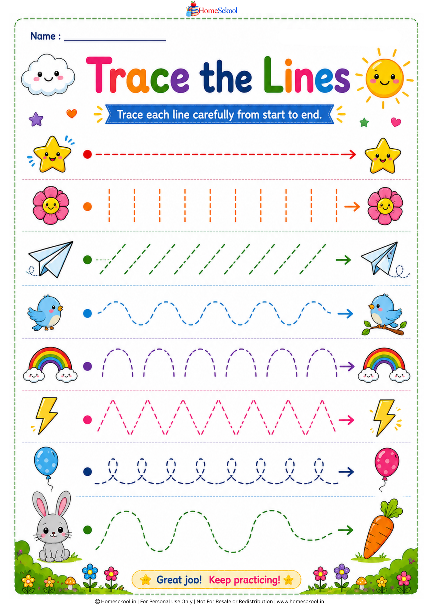 Preschool Pre-Writing Tracing Worksheets (Printable PDF) - Image 6