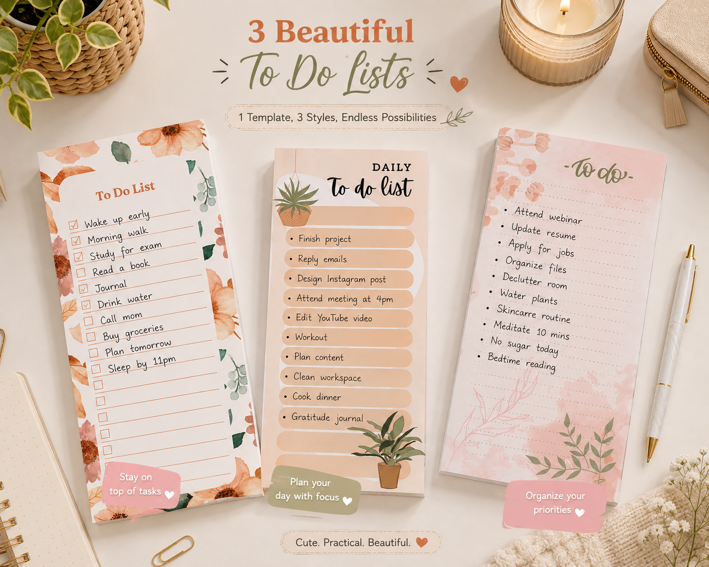 Daily To-Do List Planner – 3 Printable Templates
