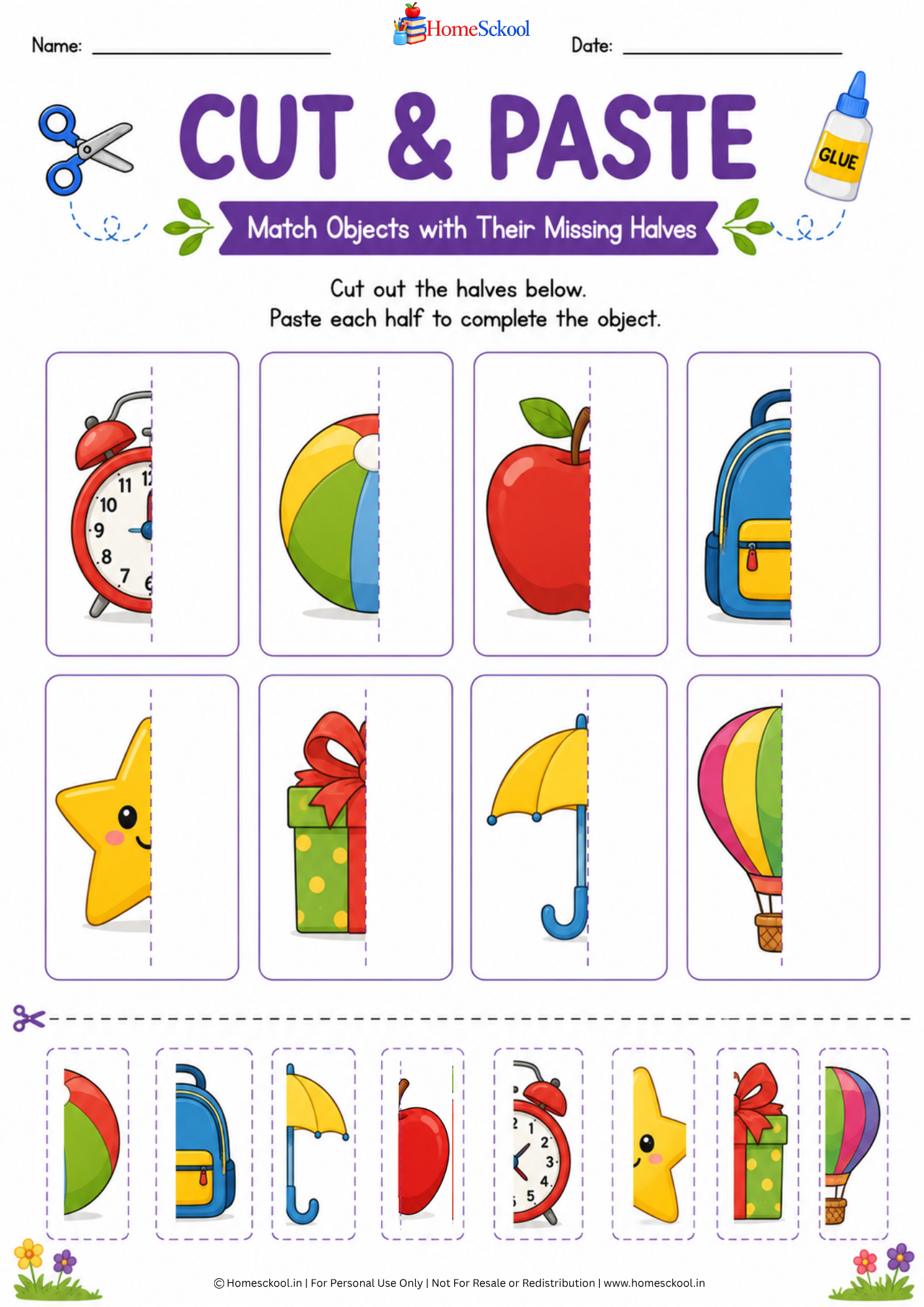 My Cut and Paste Preschool Scissor Skills Workbook (Printable PDF) - Image 3