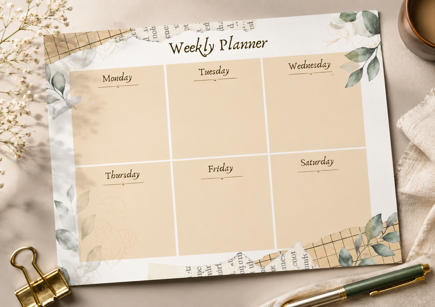 Aesthetic Weekly Planner – Printable A4 Weekly Planner - Image 2
