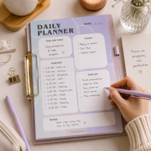 Classic Daily Planner – Printable A4 Productivity Planner