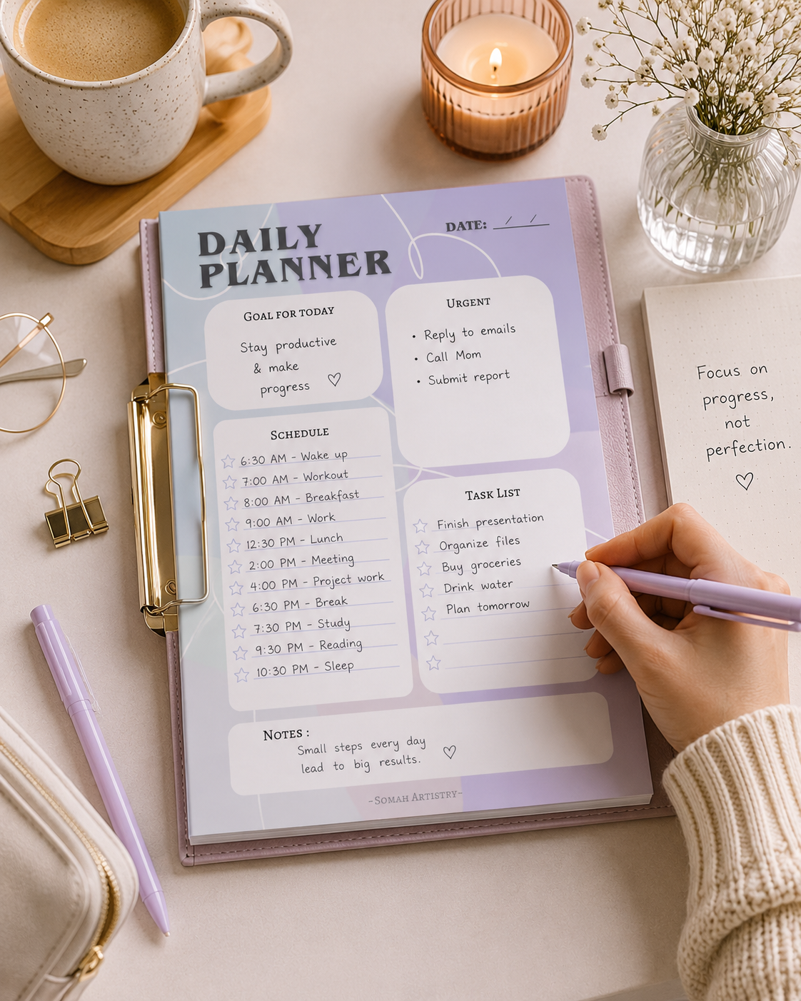 Classic Daily Planner – Printable A4 Productivity Planner