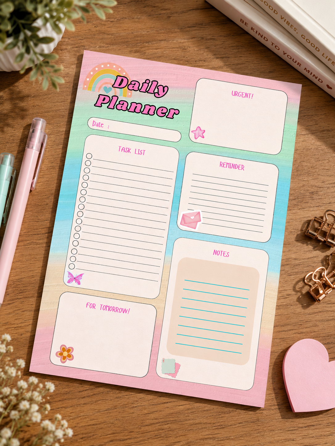 Pink Daily Planner – Printable A4 Productivity Planner - Image 2