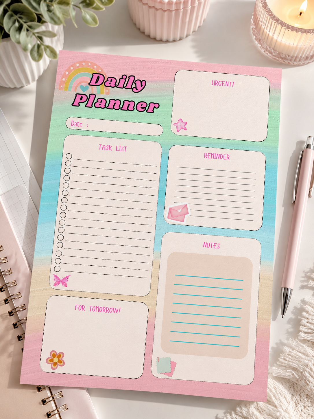 Pink Daily Planner – Printable A4 Productivity Planner - Image 3
