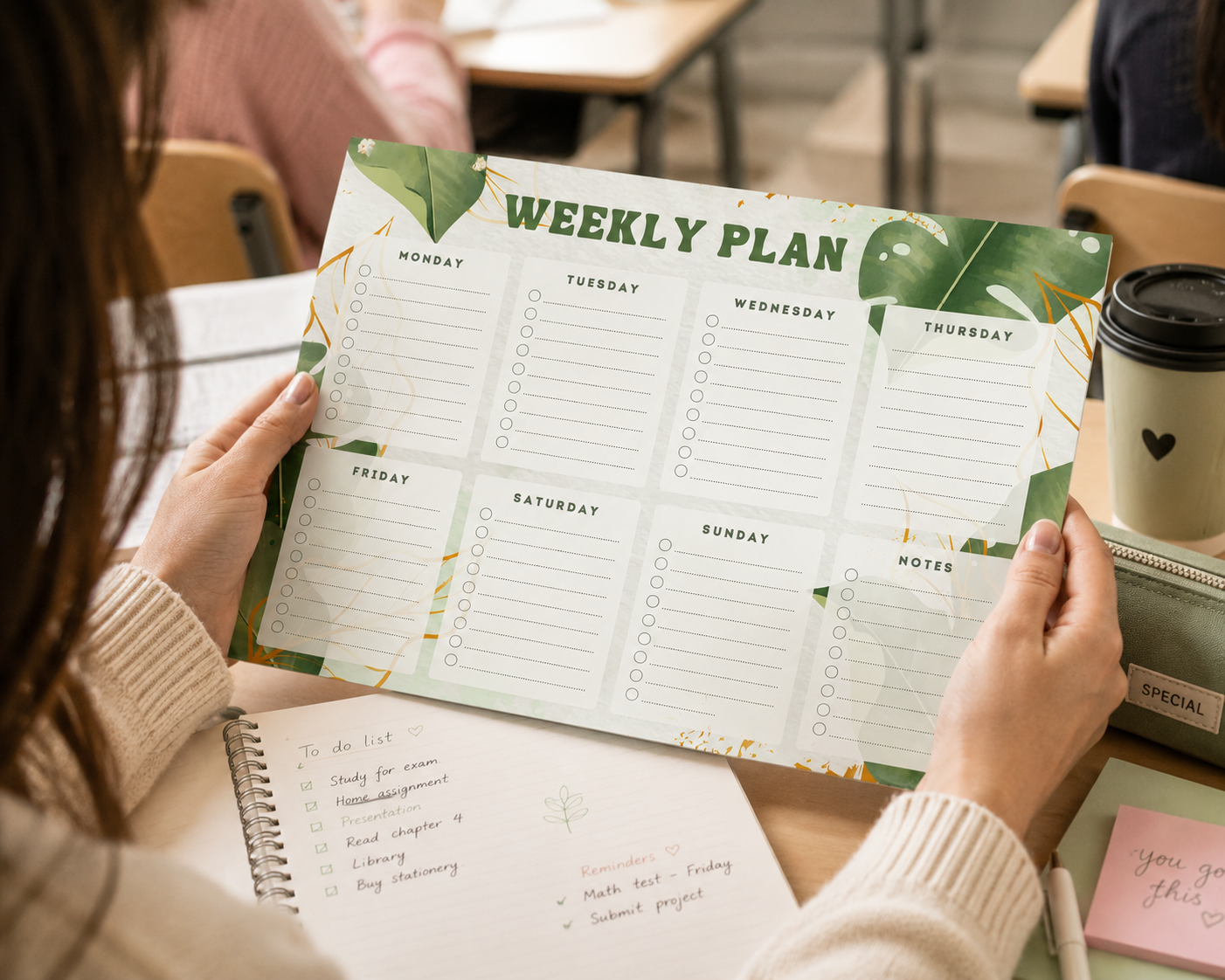 Leafy Weekly Planner – Printable A4 Weekly Planner - Image 2