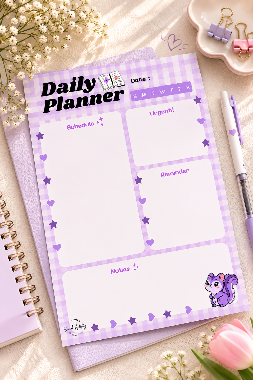 Cute Purple Daily Planner – Printable A4 Productivity Planner - Image 4