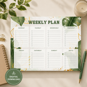 Leafy Weekly Planner – Printable A4 Weekly Planner