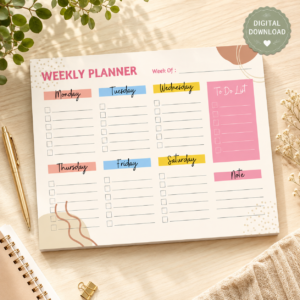 Tinted Weekly Planner – Printable A4 Weekly Planning Template