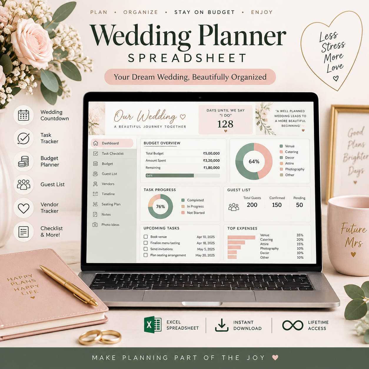 The Complete Wedding Planner – All-in-One Wedding Planning Spreadsheet